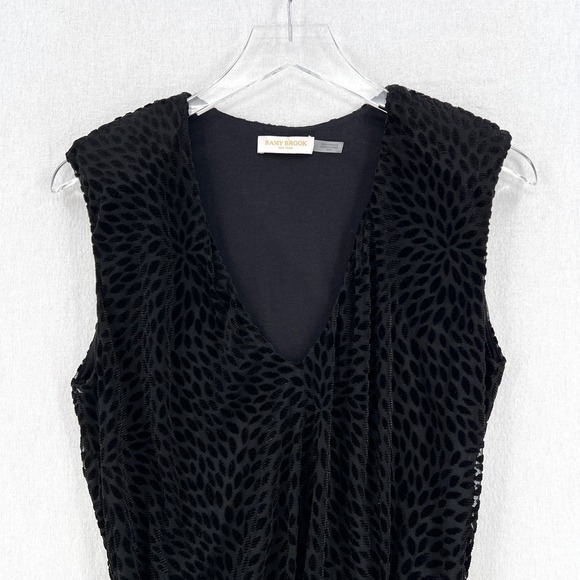 RAMY BROOKE Regina Bodysuit Womens XS Black Velvet Burnout Sleeveless V-neck - Picture 6 of 16